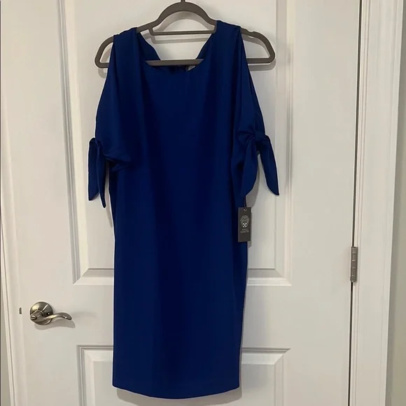 NWT- Vince Camuto Blue Cold Shoulder Dress - Picture 1 of 7